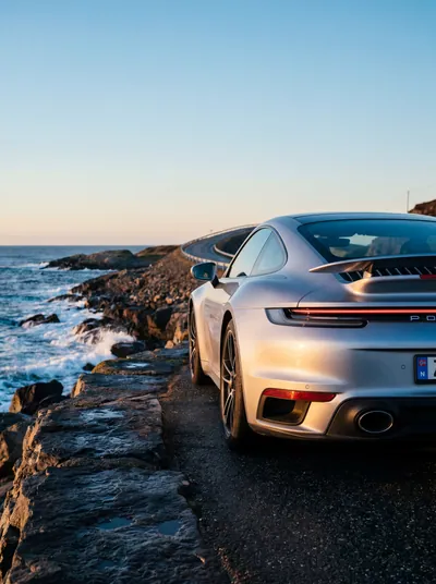 911 argentée sur la côte