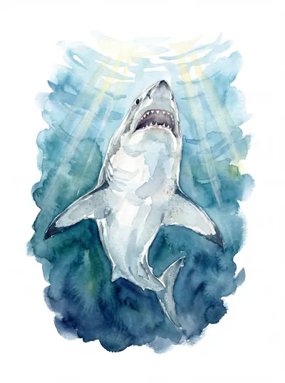Le grand requin blanc surgit