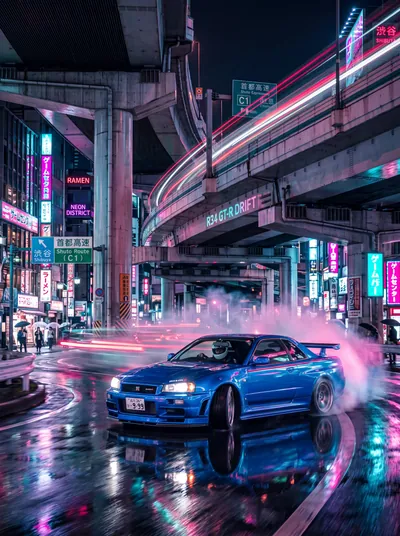 R34 drift néon